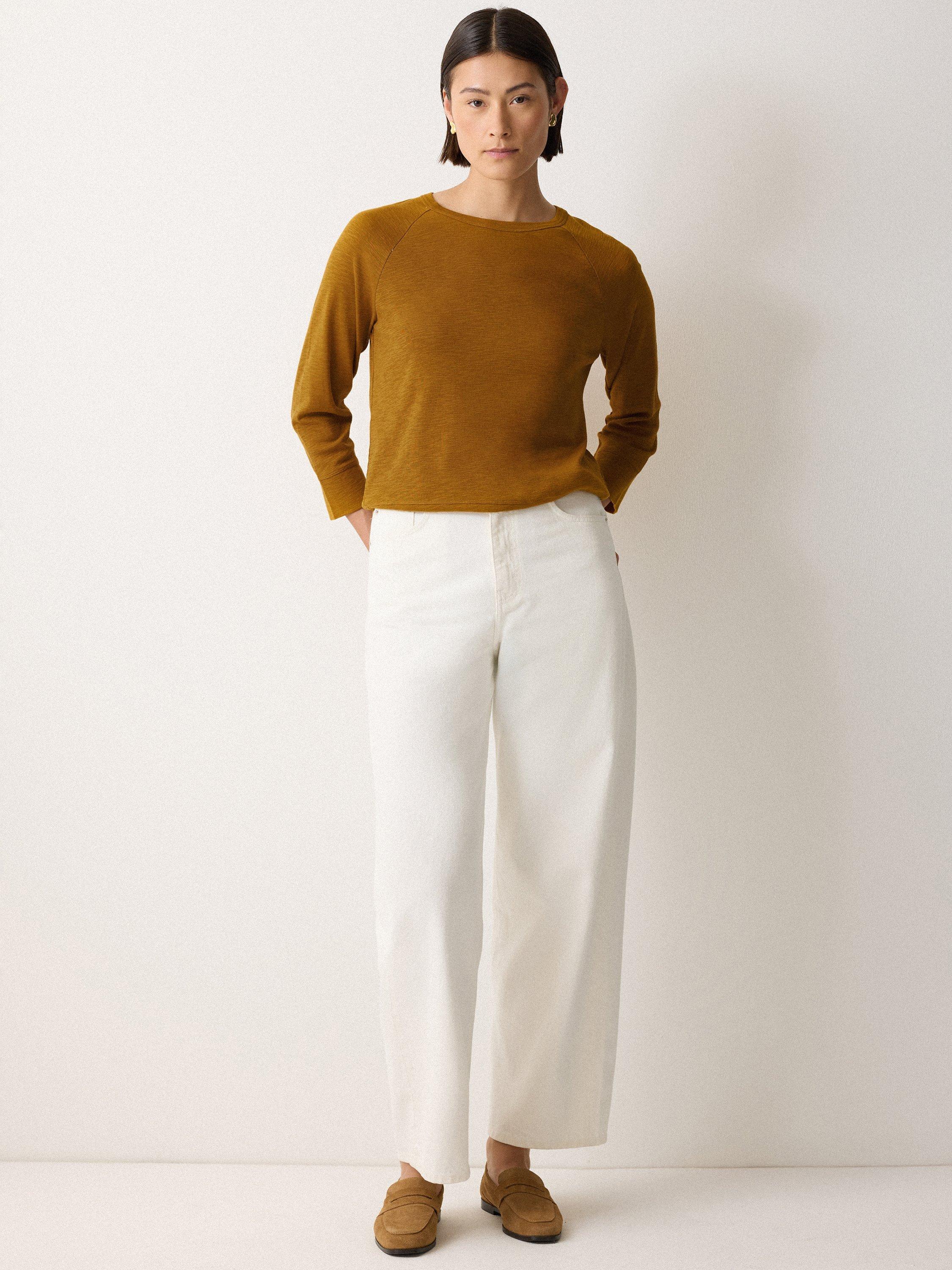 Product image 4 of 5, which shows Jigsaw Luxe Raglan Sleeve T-Shirt, Brown, XS