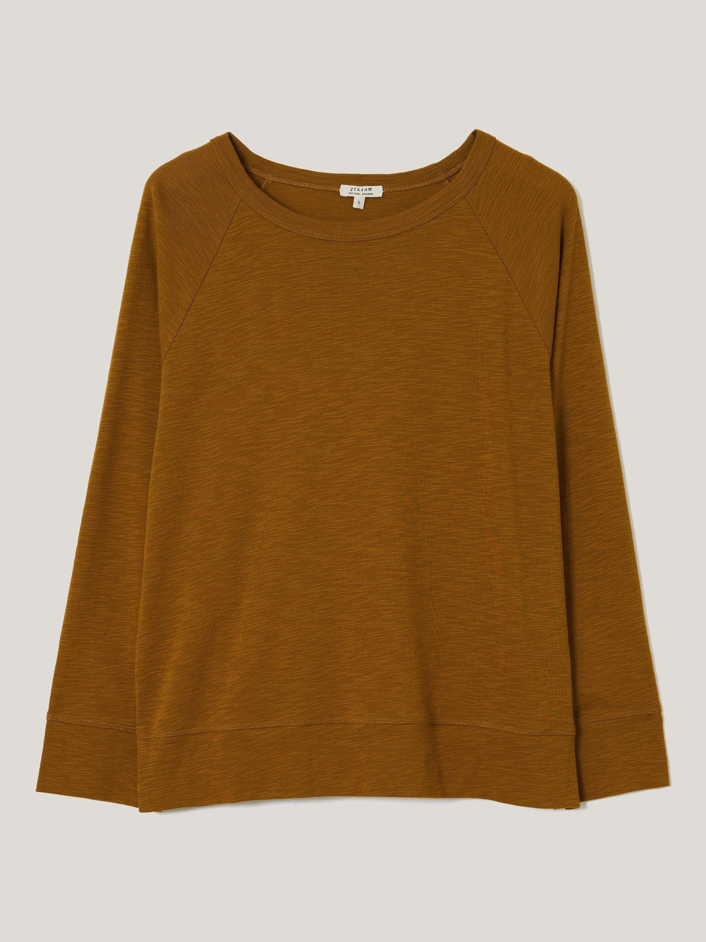 Product image 5 of 5, which shows Jigsaw Luxe Raglan Sleeve T-Shirt, Brown, XS
