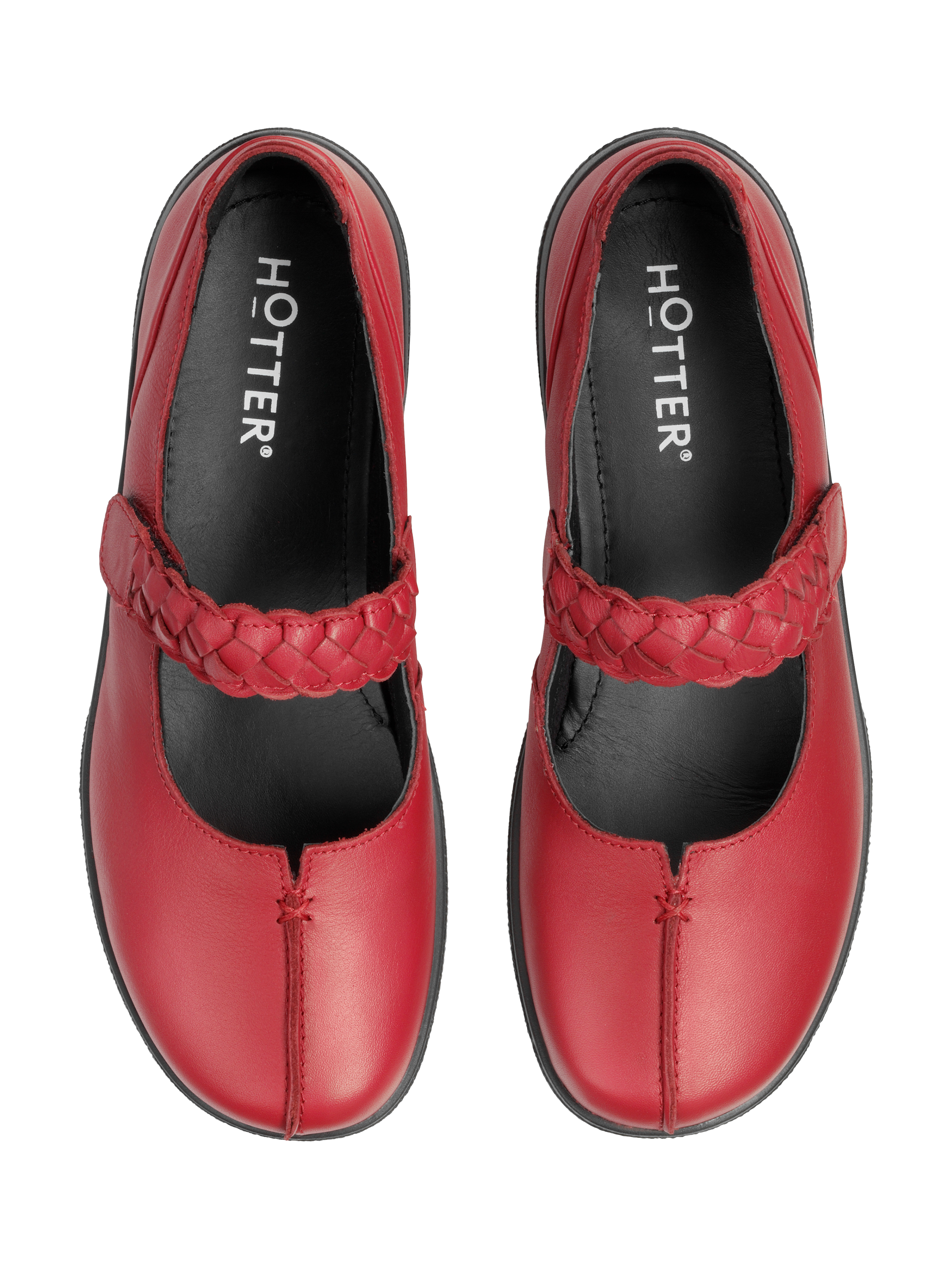 Product image 3 of 4, which shows Hotter Shake II Classic Mary Jane Shoes, Red, 3S