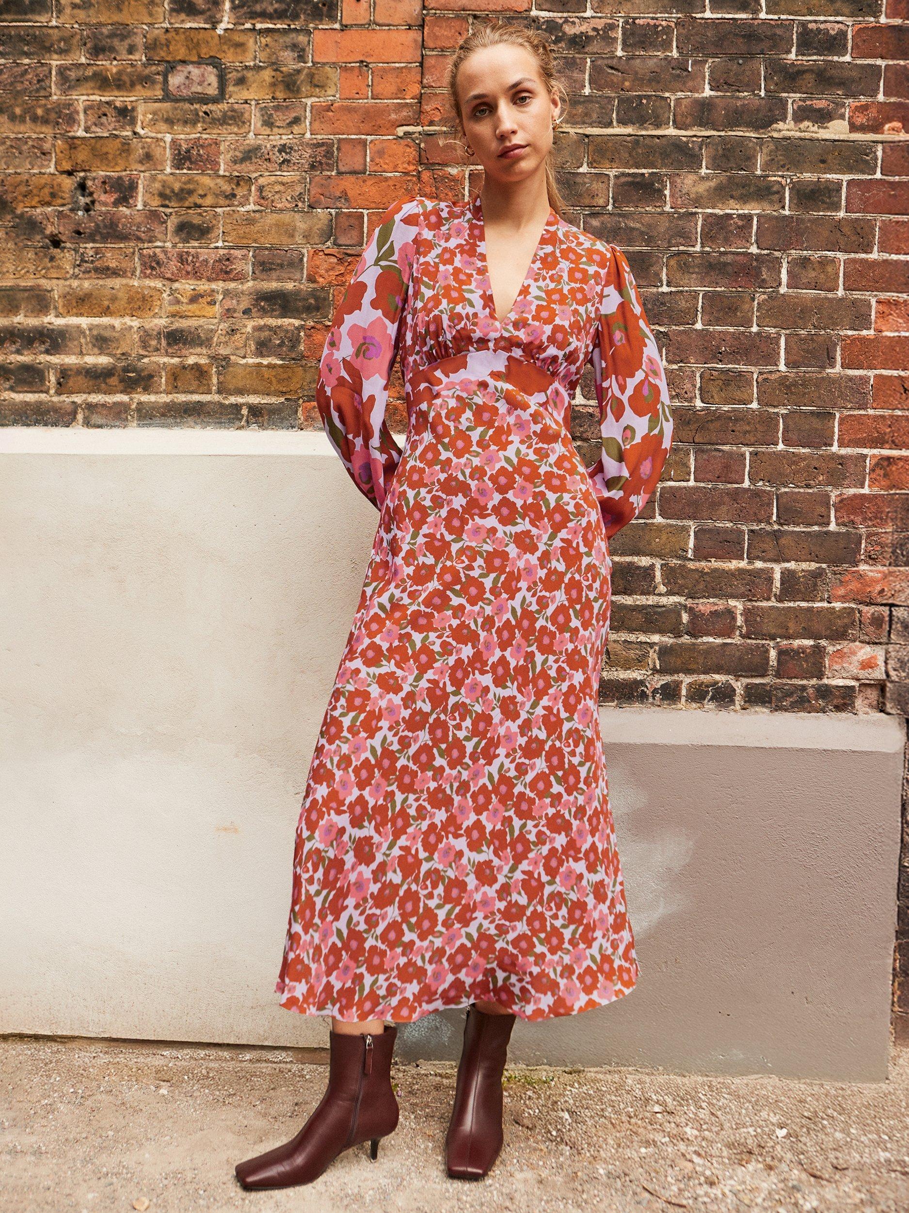 Ro&Zo Petite Floral Midi Dress, Purple/Red