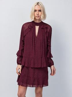 Ro&Zo Dobby Ruffle Mini Dress, Red, Red