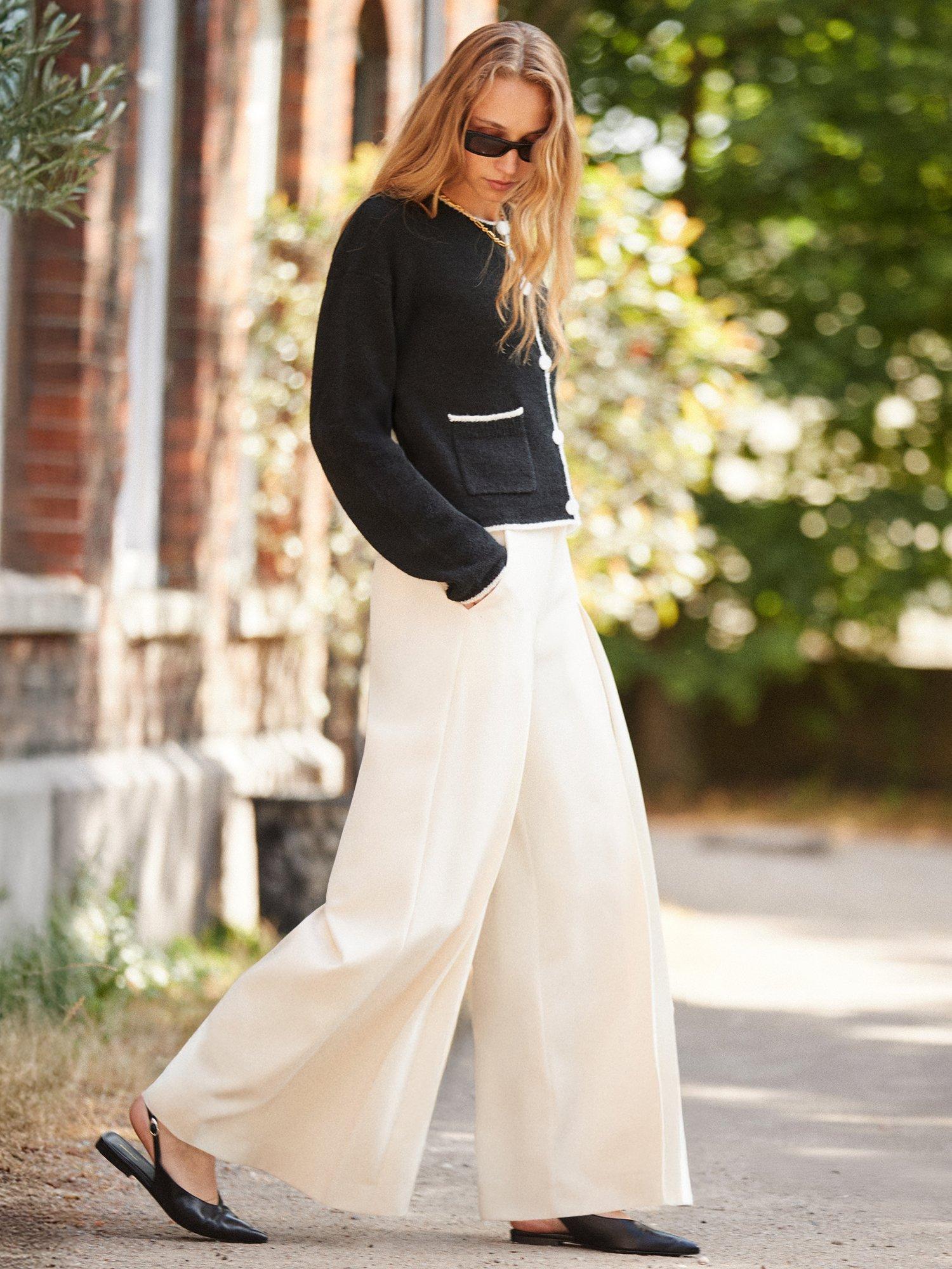 Product image 2 of 4, which shows Ro&Zo Contrast Trim Pocket Front Cardigan, Black, XS