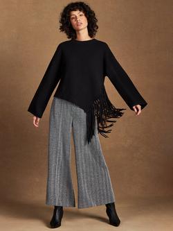 Ro&Zo Asymmetric Fringe Jumper, Black - view 2, Black