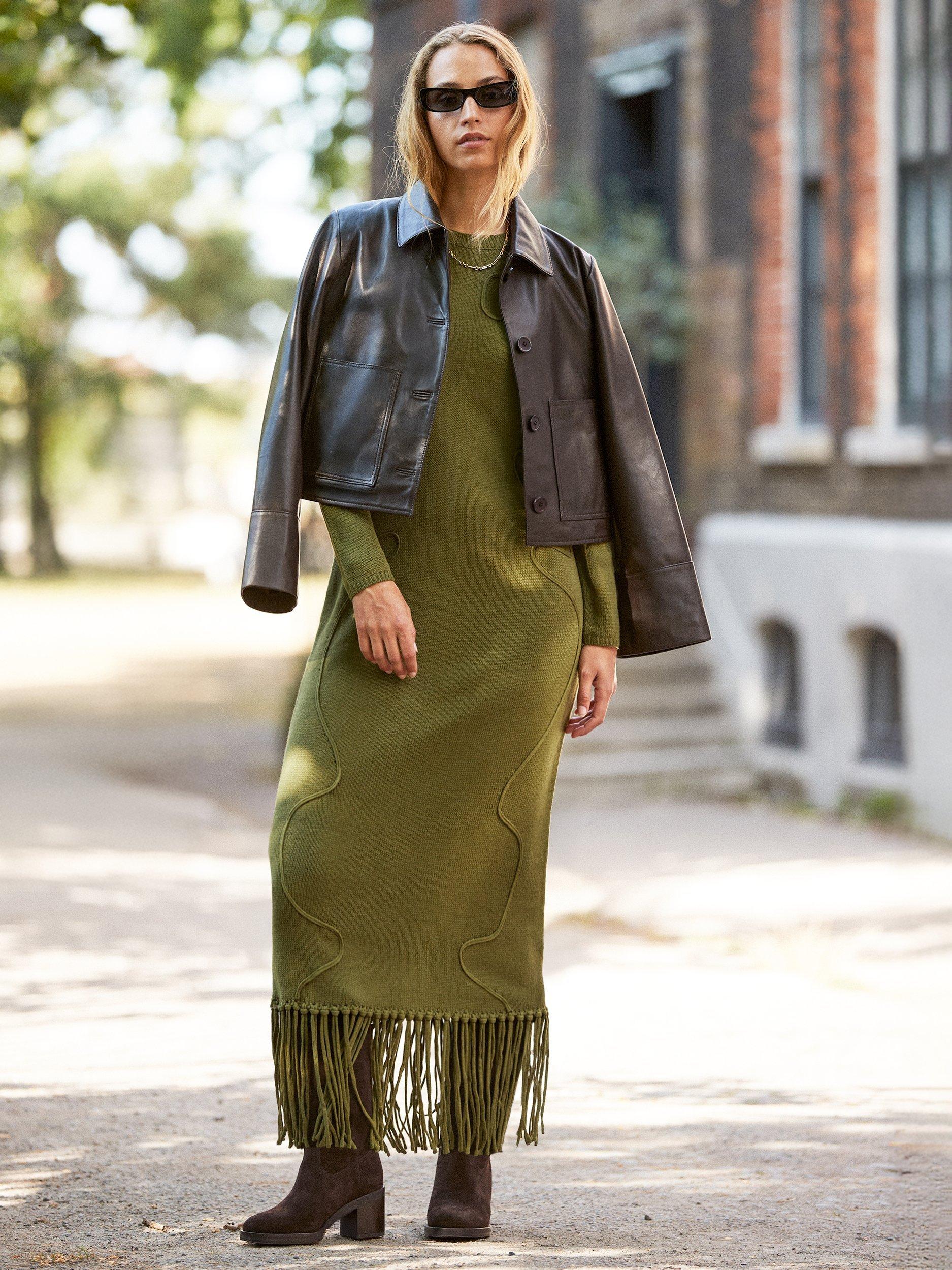 Ro&Zo Applique Knit Jumper Dress, Green