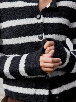 Ro&Zo Stripe Boucle Cardigan, Black - view 2, Black