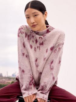 Ro&Zo Abstract Floral Jacquard Knit Jumper, Pink/Multi - view 2, Pink/Multi