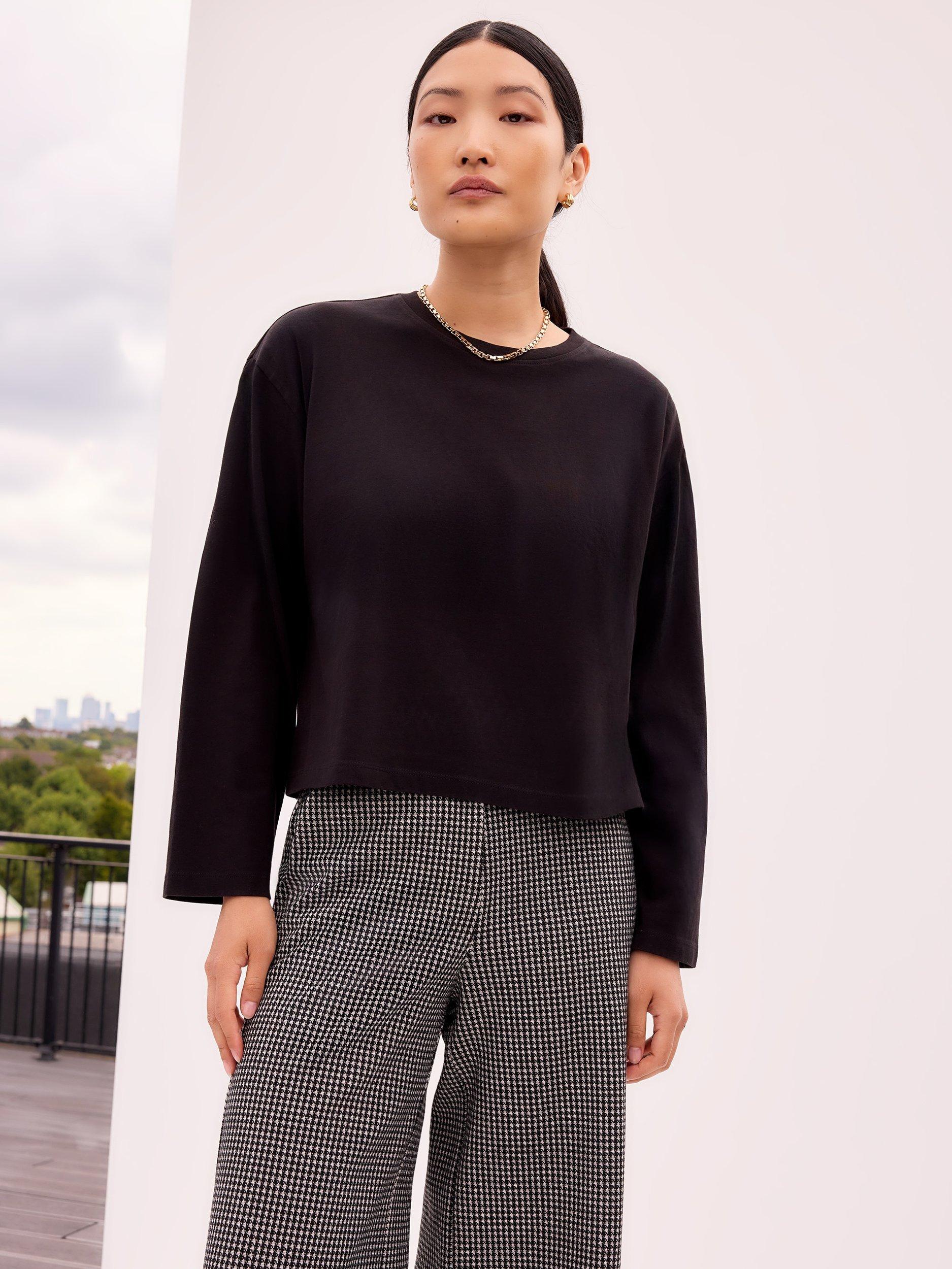 Product image 2 of 3, which shows Ro&Zo Ultimate Long Sleeve Top, Black, XS