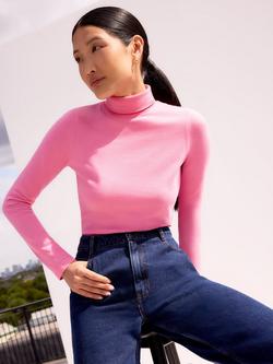 Ro&Zo Roll Neck Long Sleeve Top, Pink, Pink