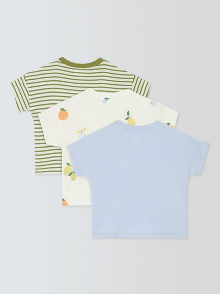 John Lewis Baby Fruit Short Sleeve Top, Pack of 3, Multi - view 2, Multi