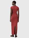 AllSaints Katarina Bodycon Maxi Dress, Burnt Brick Red