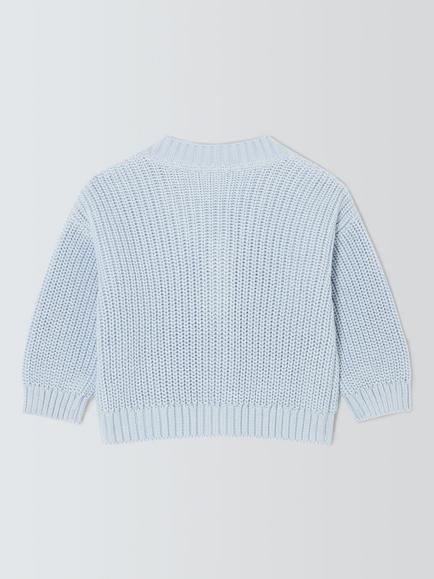 John Lewis Baby's Cotton Lemon and Blueberry Embroidery Cardigan, Blue - view 2, Blue