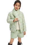 Bosideng Kids' Unisex Multi-Layer Shell Jacket, Quilted Vest and Scarf Set, Avocado Green