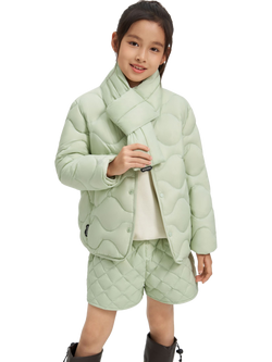 Bosideng Kids' Unisex Multi-Layer Shell Jacket, Quilted Vest and Scarf Set, Avocado Green, Avocado Green