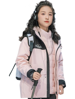 Bosideng Kids' Unisex 3-in-1 Functional Down Jacket, Pinkish Tan