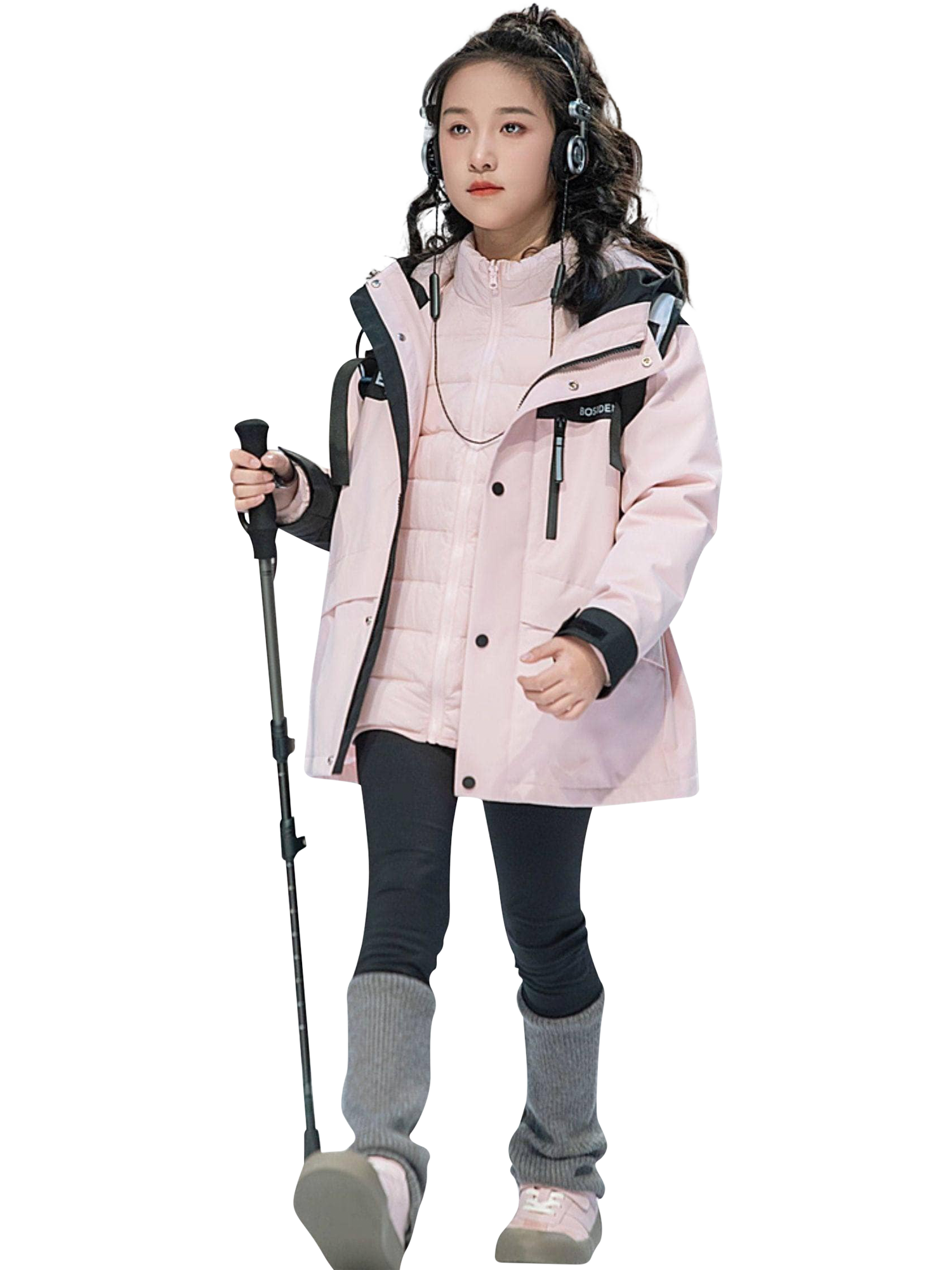 Product image 2 of 10, which shows Bosideng Kids' Unisex 3-in-1 Functional Down Jacket, Pinkish Tan, 6 years|7 years