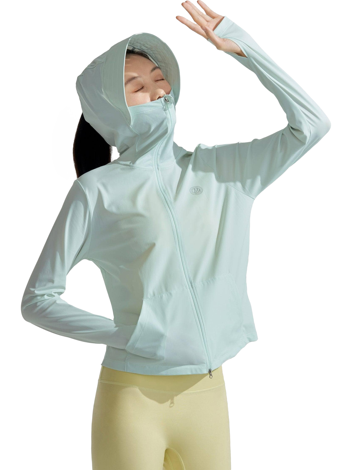 Product image 1 of 6, which shows Bosideng UPF Protection Hooded Yarn Jacket, Pastel Aqua, 4