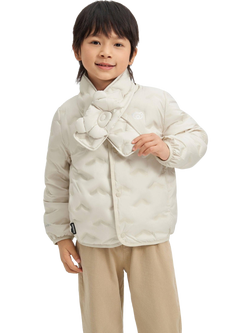 Bosideng Kids' Unisex Quilted Multi Layer Vest and Scarf Set, Wheat