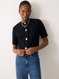 Jigsaw Patch Pocket Short Sleeve Cardigan, Navy