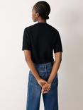 Jigsaw Patch Pocket Short Sleeve Cardigan, Navy