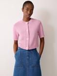 Jigsaw Patch Pocket Short Sleeve Cardigan, Light Pink
