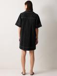 Jigsaw Contrast Stitch Denim Dress, Black/Multi