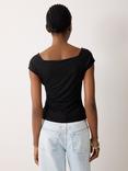 Jigsaw Boat Neck Cap Sleeve Jersey Top, Black