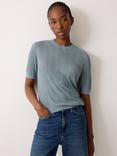 Jigsaw Pointelle Cable T-Shirt, Blue