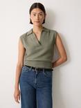 Jigsaw Wool Rich Knit Polo Top, Green