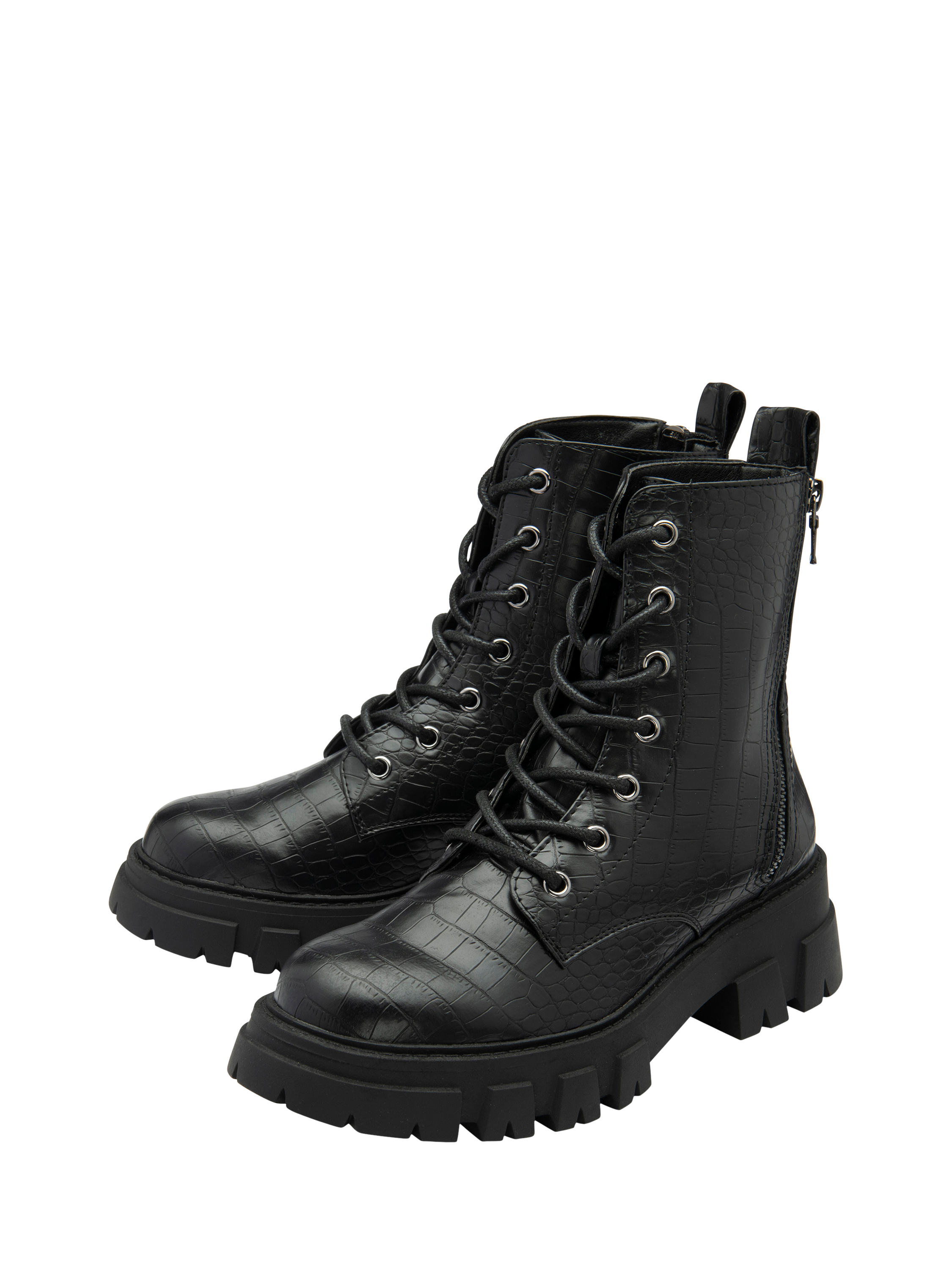 Product image 2 of 4, which shows Ravel Blyth Textured Croc Effect Ankle Boots, Black, 3