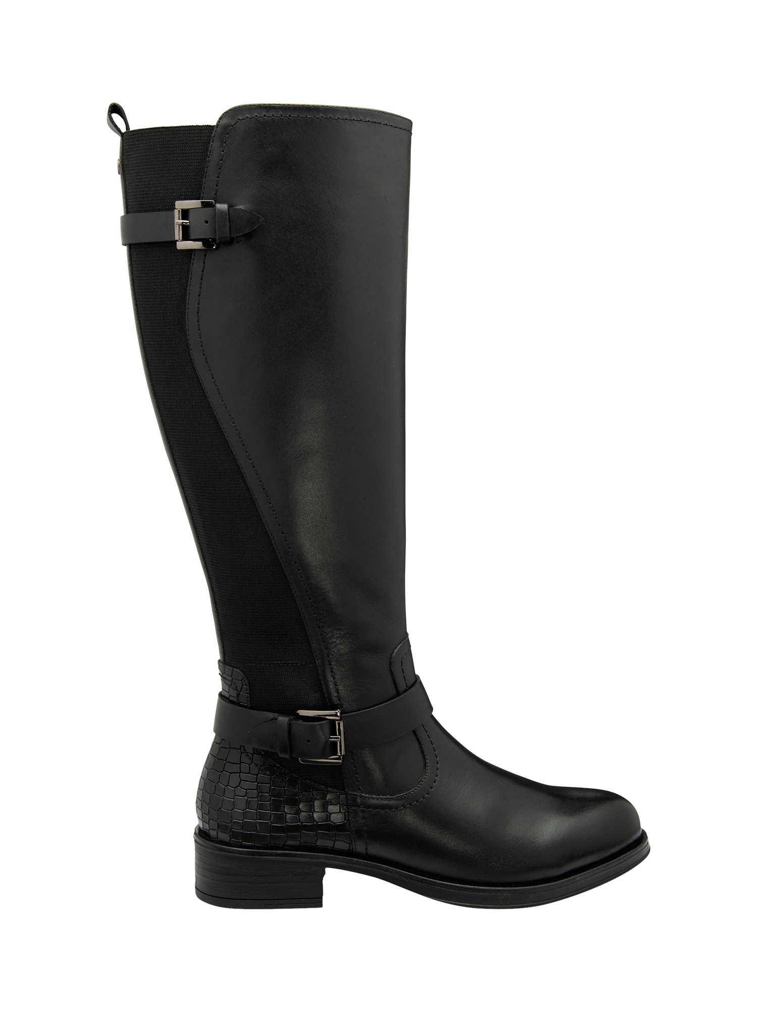 Product image 1 of 4, which shows Ravel Eildon Leather Knee High Boots, Black, 3