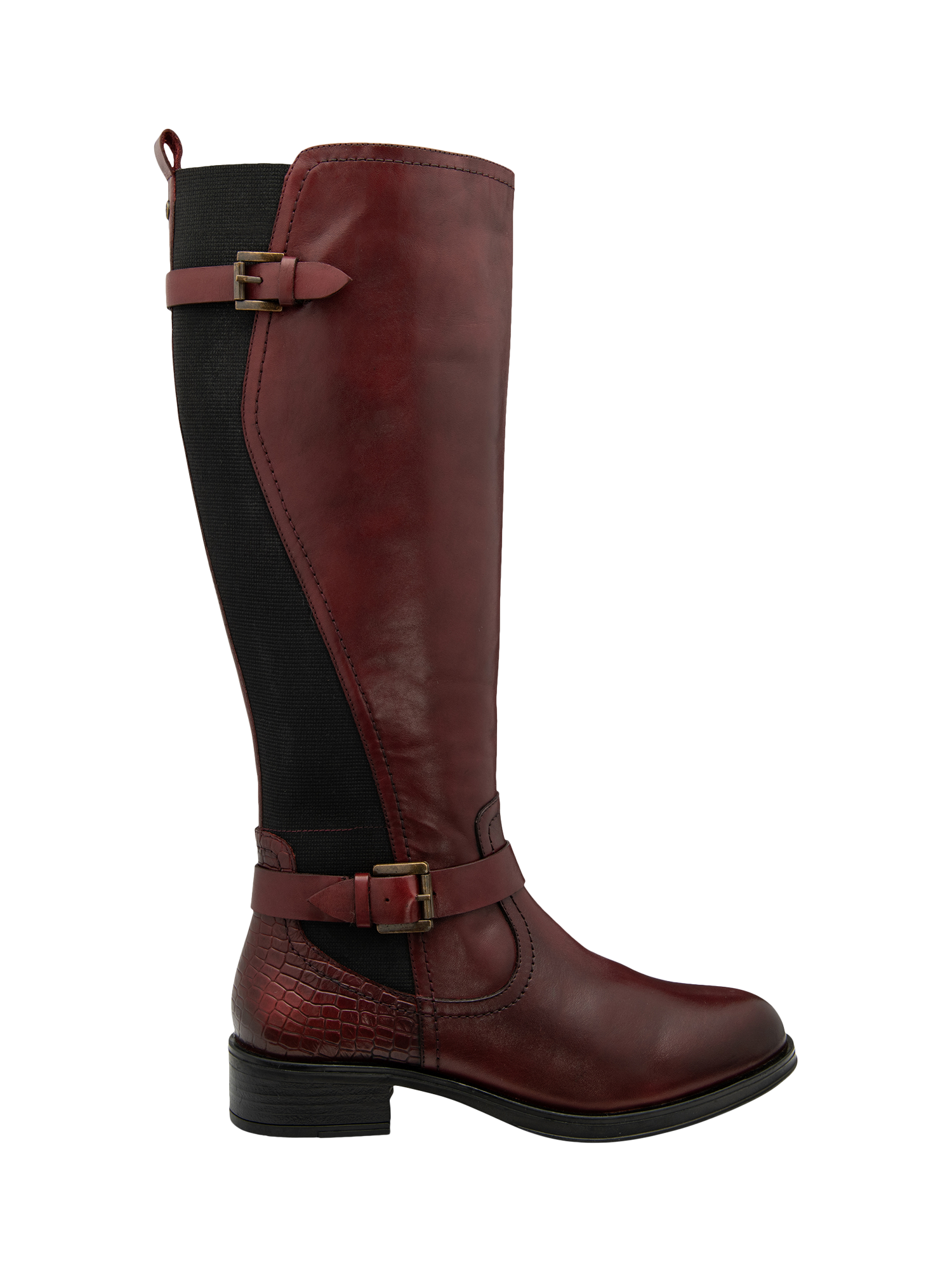Product image 1 of 4, which shows Ravel Eildon Leather Knee High Boots, Bordeaux, 3