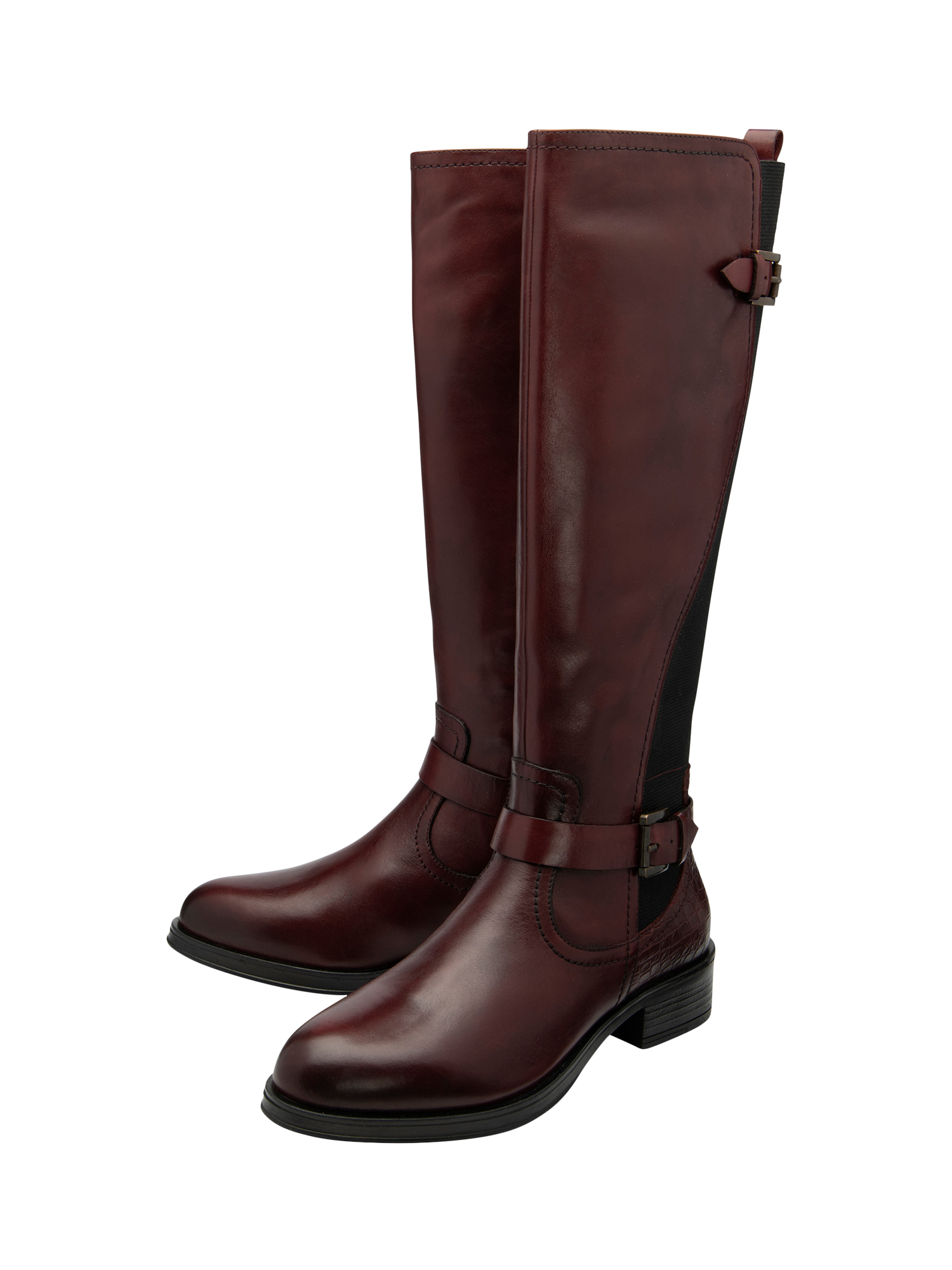 Product image 2 of 4, which shows Ravel Eildon Leather Knee High Boots, Bordeaux, 3