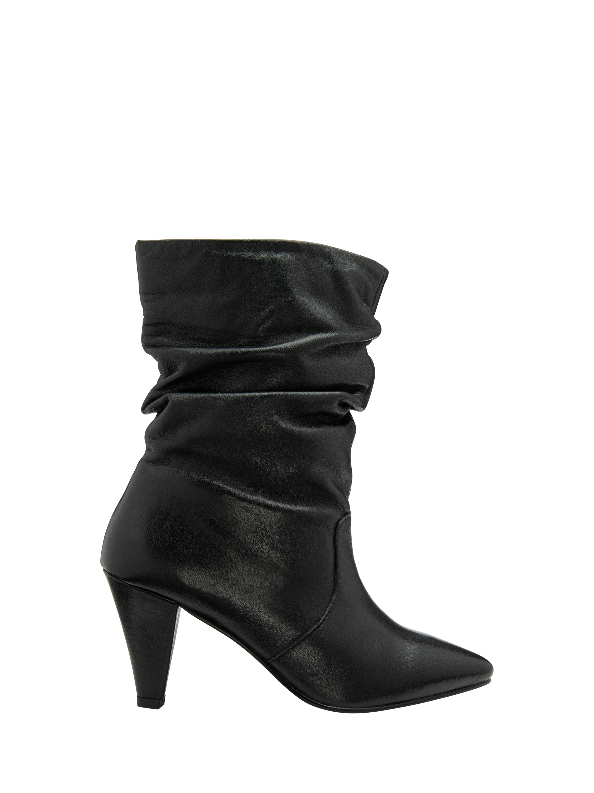 Product image 1 of 4, which shows Ravel Gatton Leather Cone Heel Ankle Boots, Black, 3