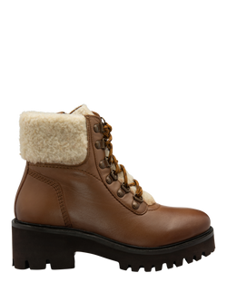 Ravel Ingram Leather Faux Sheepskin Ankle Boots, Tan, Tan