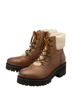 Ravel Ingram Leather Faux Sheepskin Ankle Boots, Tan - view 2, Tan