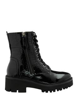 Ravel Leith Leather Lace Up Biker Boots, Black