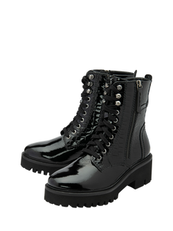 Ravel Leith Leather Lace Up Biker Boots - view 2, Black