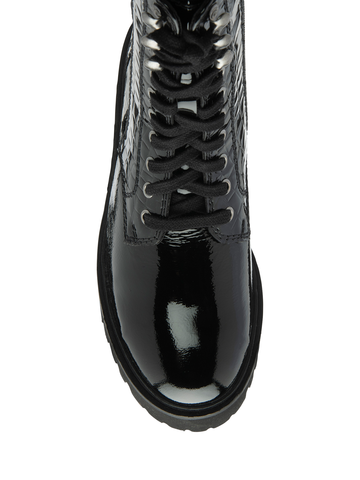 Product image 4 of 4, which shows Ravel Leith Leather Lace Up Biker Boots, Black, 3