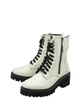 Ravel Leith Leather Lace Up Biker Boots, Oatmilk