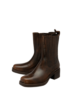 Ravel Pallma Leather Block Heel Ankle Boots, Chestnut - view 2, Chestnut