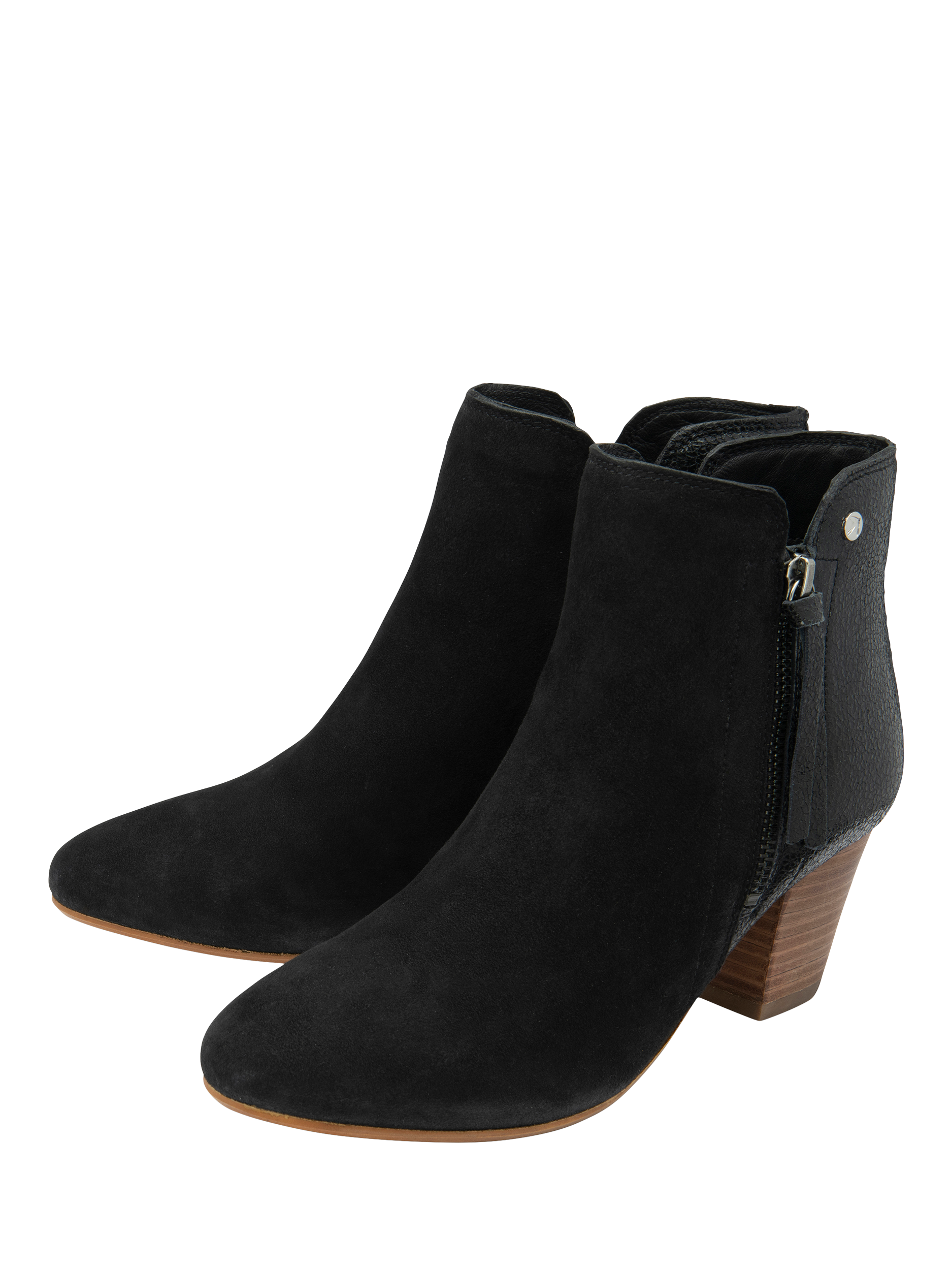Product image 2 of 4, which shows Ravel Tay Suede Stacked Heeled Ankle Boots, Black, 3