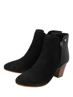 Ravel Tay Suede Stacked Heeled Ankle Boots - view 2, Black