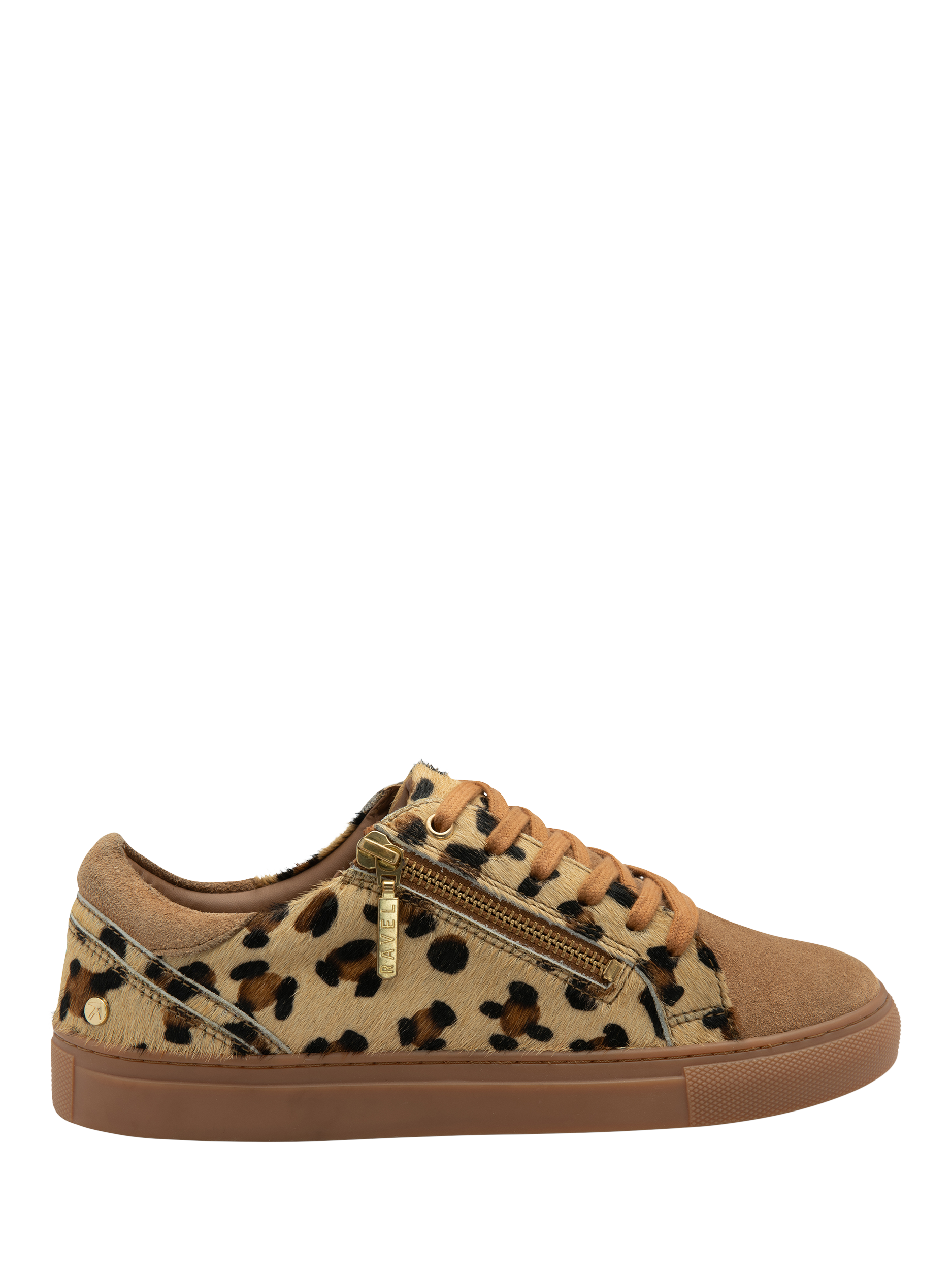 Product image 1 of 4, which shows Ravel Gage Leopard Print Zip Detail Trainers, Multi, 3