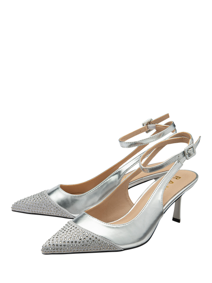 Ravel Catrine Embellished Slingback Court Shoes, Silver - view 2, Silver
