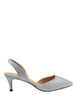 Ravel Mallow Slingback Kitten Heel Court Shoes, Silver, Silver