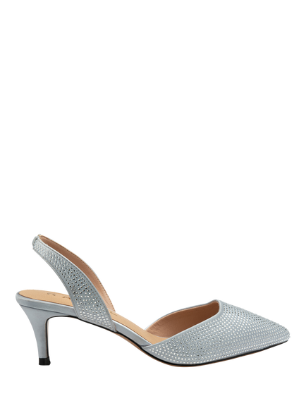 Ravel Mallow Slingback Kitten Heel Court Shoes, Silver, Silver