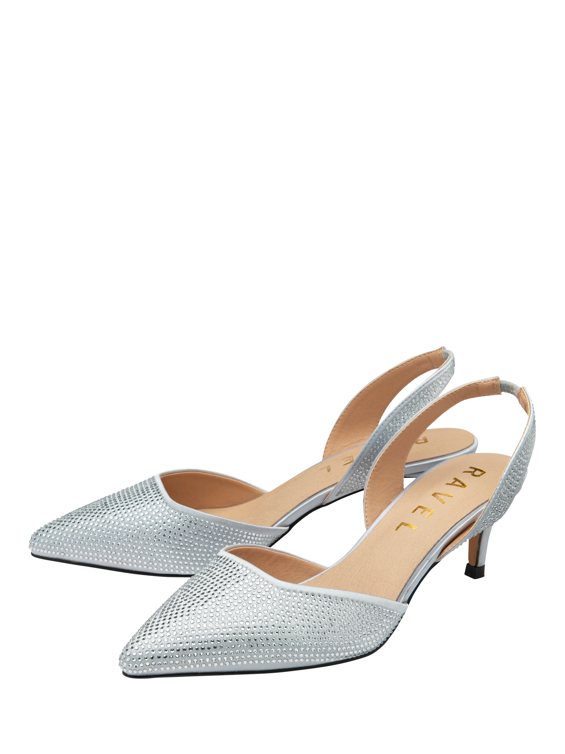 Ravel Mallow Slingback Kitten Heel Court Shoes, Silver