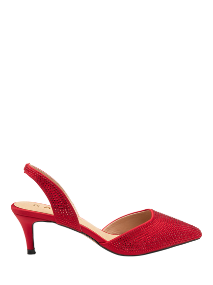 Ravel Mallow Slingback Kitten Heel Court Shoes, Red