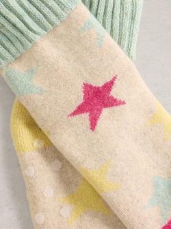 White Stuff Wool Blend Star Print Ankle Socks - view 2, Natural/Multi