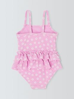 John Lewis Baby Floral Ruffle Swimsuit, Pink - view 2, Pink